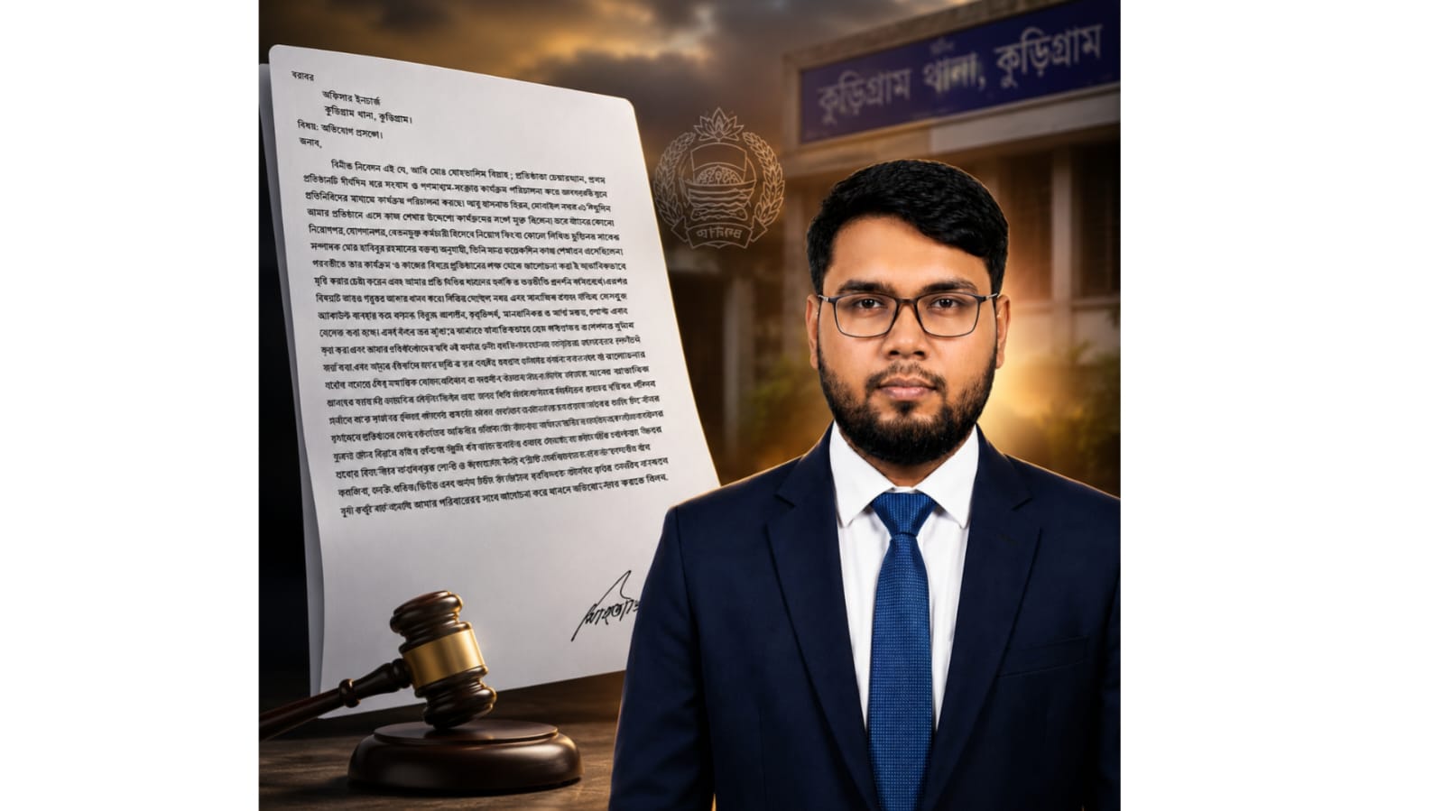 হুমকি, হয়রানি ও ফেসবুকে অপপ্রচারের অভিযোগ,কুড়িগ্রাম থানায় প্রথম টিভির চেয়ারম্যানের লিখিত অভিযোগ