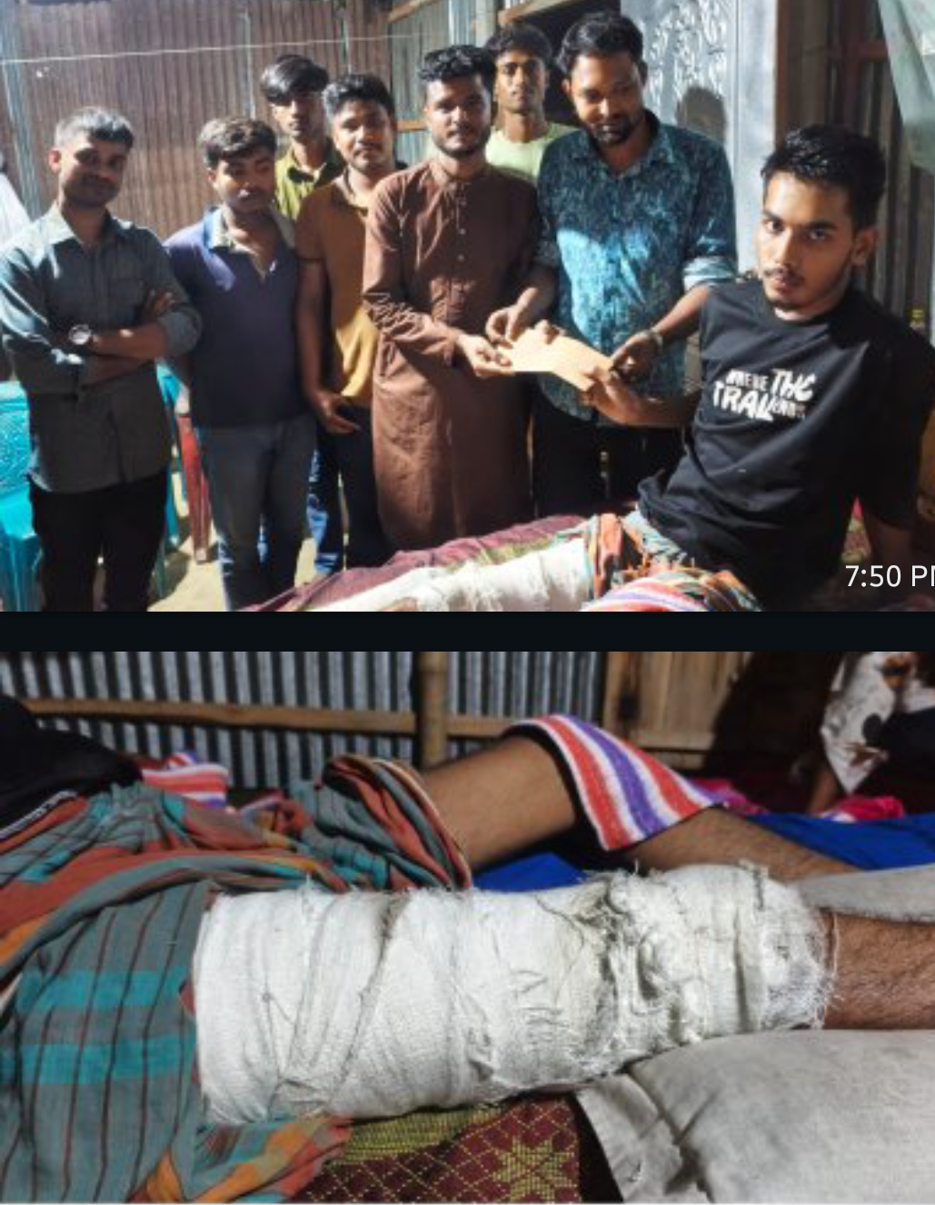 দুর্ঘটনায় আহত সহযোদ্ধার পাশে ফুলবাড়ী উপজেলা ছাত্রদল